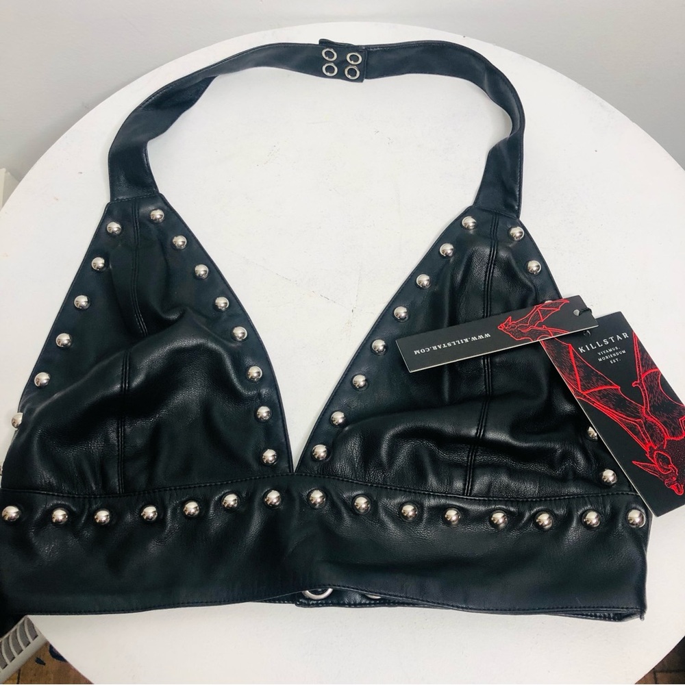Killstar Black Embellished studded Cut Out Crop Alisse Bralet Top SZ S. G1 - Picture 2 of 13